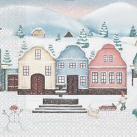 Vánoční ubrousky 33x33cm 3 vrstvé vesnička