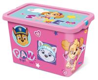 Plastový úložný box s víkem Paw Patrol 7l růžový