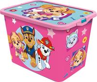 Plastový úložný box s víkem Paw Patrol 23l růžový