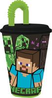 Plastový kelímek s brčkem MINECRAFT 430ml