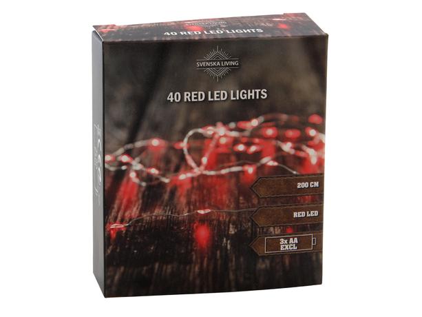 Červený světelný řetěz 40LED 200cm