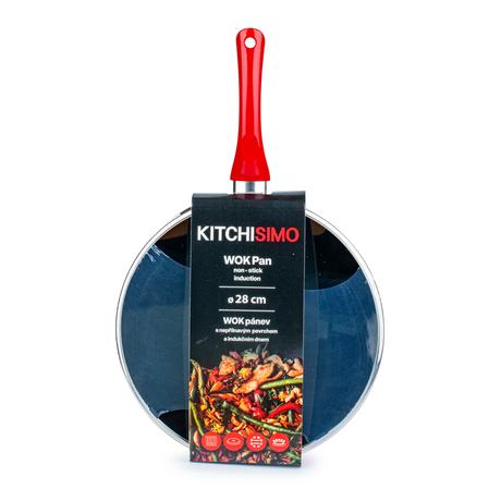 Pánev WOK s poklicí KITCHISIMO Rosso 28cm nep...