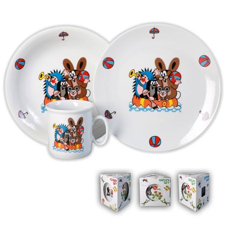 Dětská porcelánová jídelní sada THUN 3ks Krte...