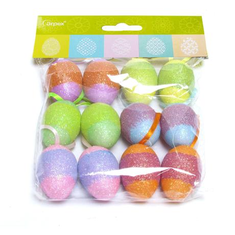 Velikonoční brokátové kraslice 4cm 12ks