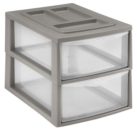 Plastový regál 2 zásuvky HEIDRUN 38x27x26cm