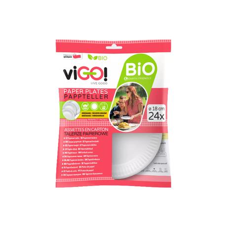 BIO papírový talíř 18cm VIGO! 24ks