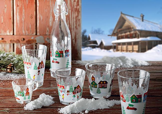 Skleněný hrnek CERVE Nadia 310ml SNOW VILLAGE