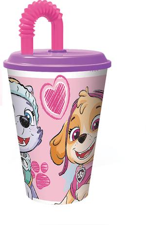 Plastový kelímek s brčkem Paw Patrol 430ml rů...